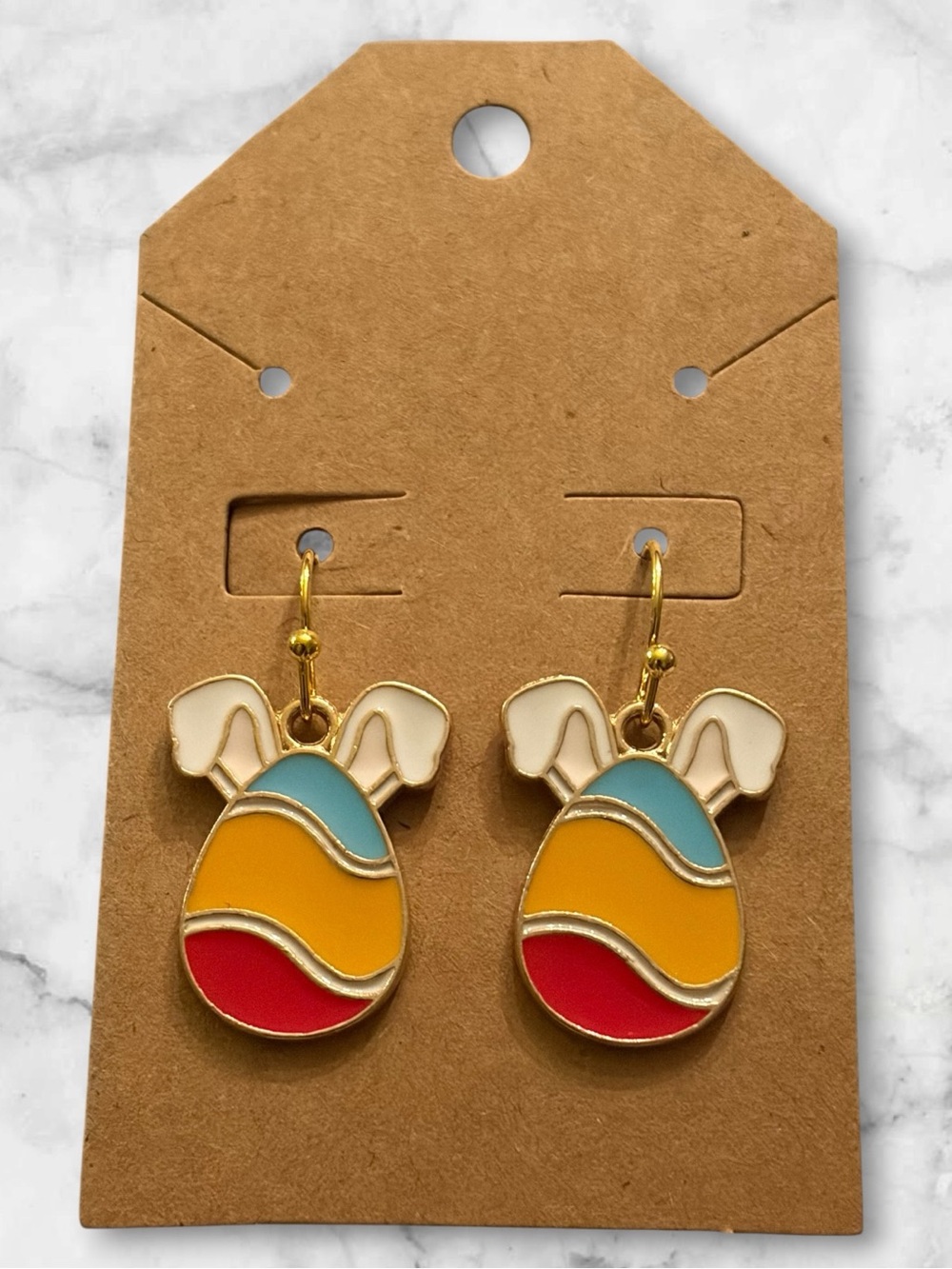 Cute Bunny Ear Egg Drop Enamel Earrings - Multicolor
